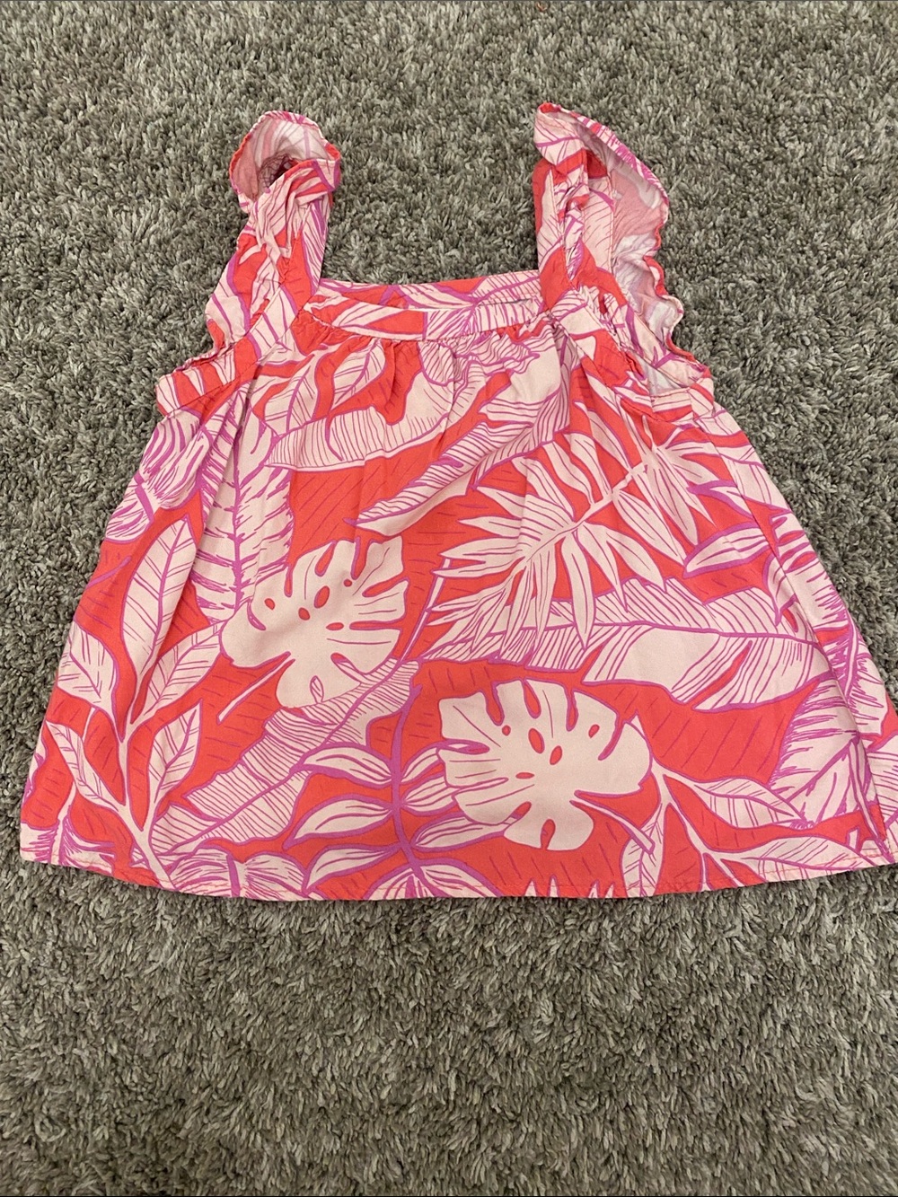 Cat & Jack Coral and Pink Tropical Leaf Tank Top